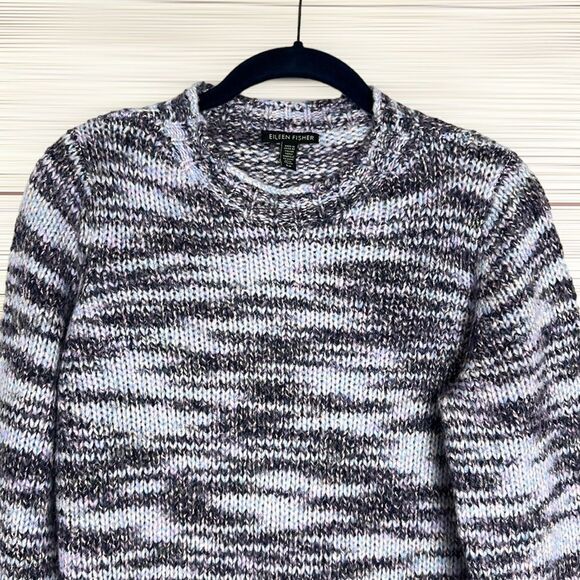 Eileen Fisher Wool Silk Blend Long Sleeve Chunky Pullover Sweater Relaxed Fit S - Picture 5 of 11